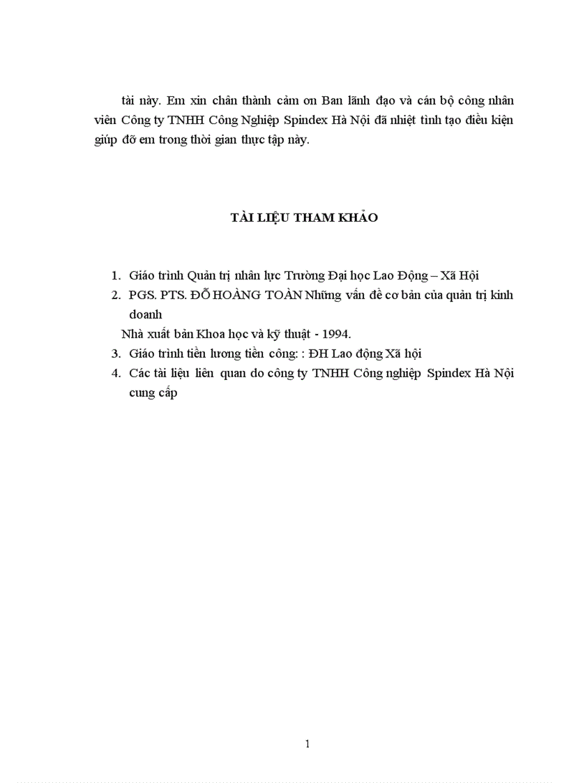 image for page Thực trạng công tác đào tạo và phát triển nhân sự của Công Ty TNHH Công Nghiệp Spindex Hà Nội Kết cấu đề tài gồm 2 phần Phần I