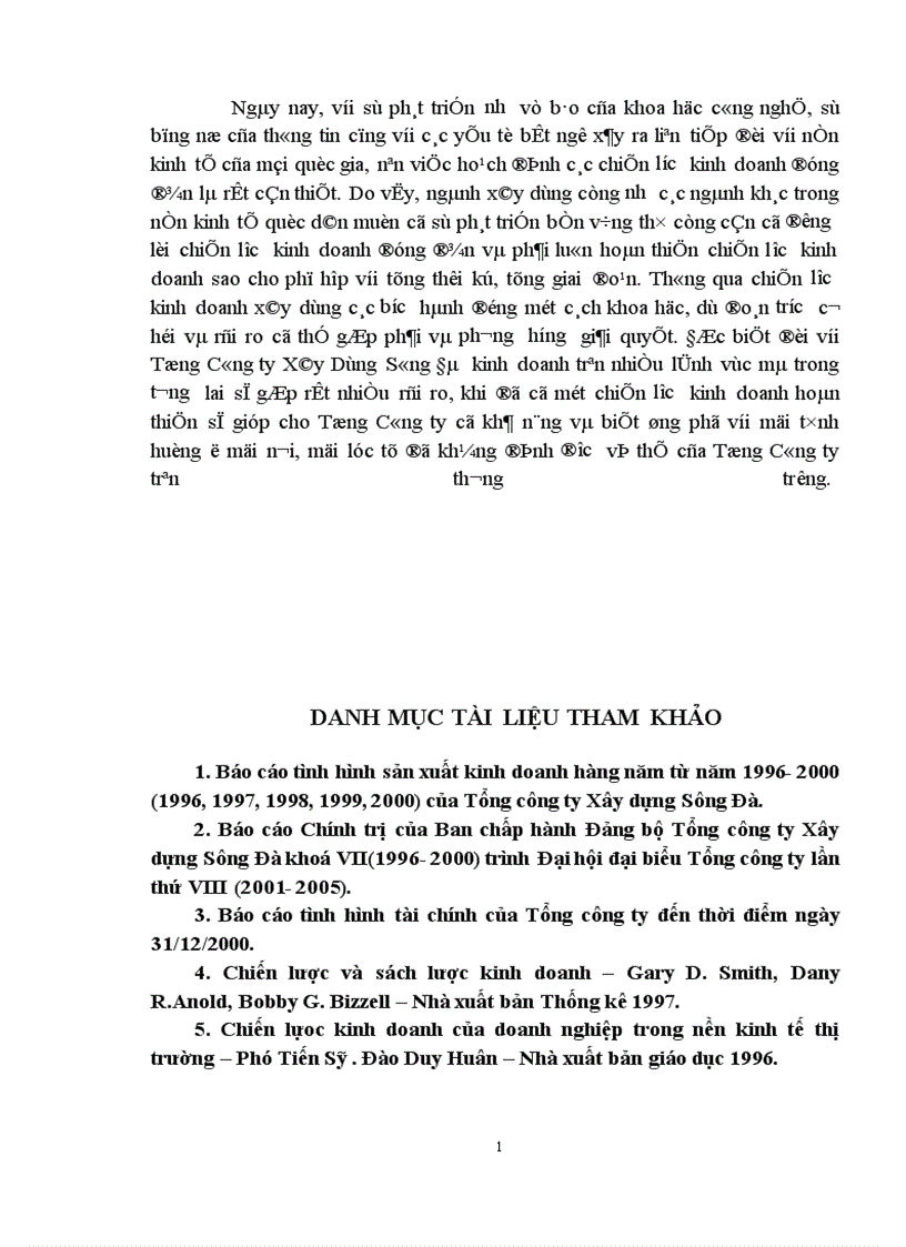 image for page Hoạch định chiến lược kinh doanh ở Tổng Công ty Xây dựng Sông Đà đến năm 2010