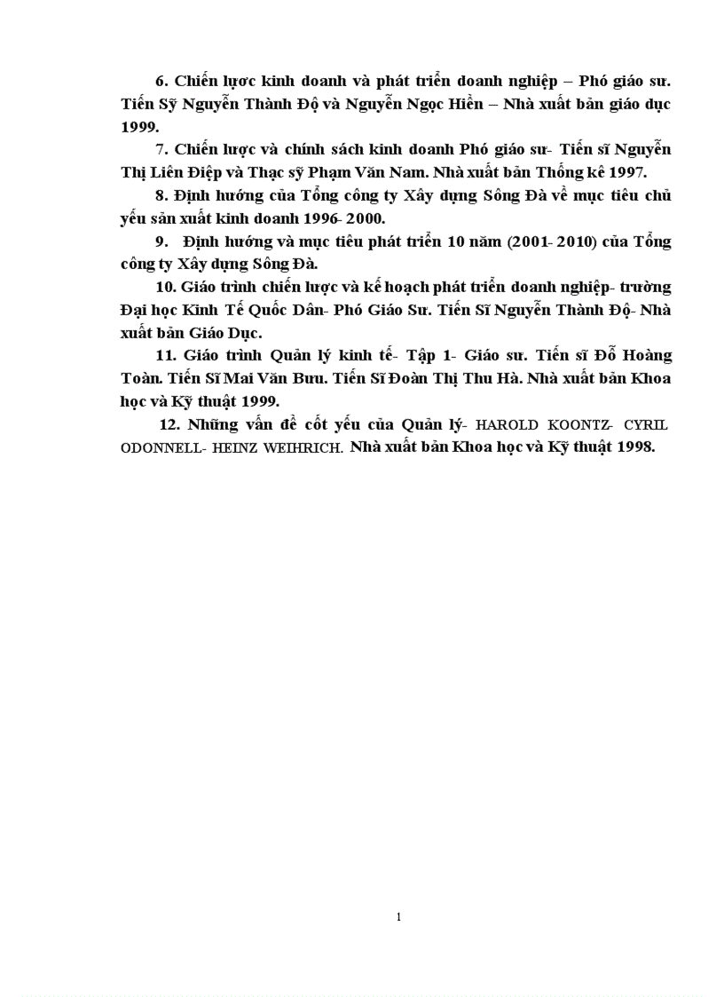 image for page Hoạch định chiến lược kinh doanh ở Tổng Công ty Xây dựng Sông Đà đến năm 2010