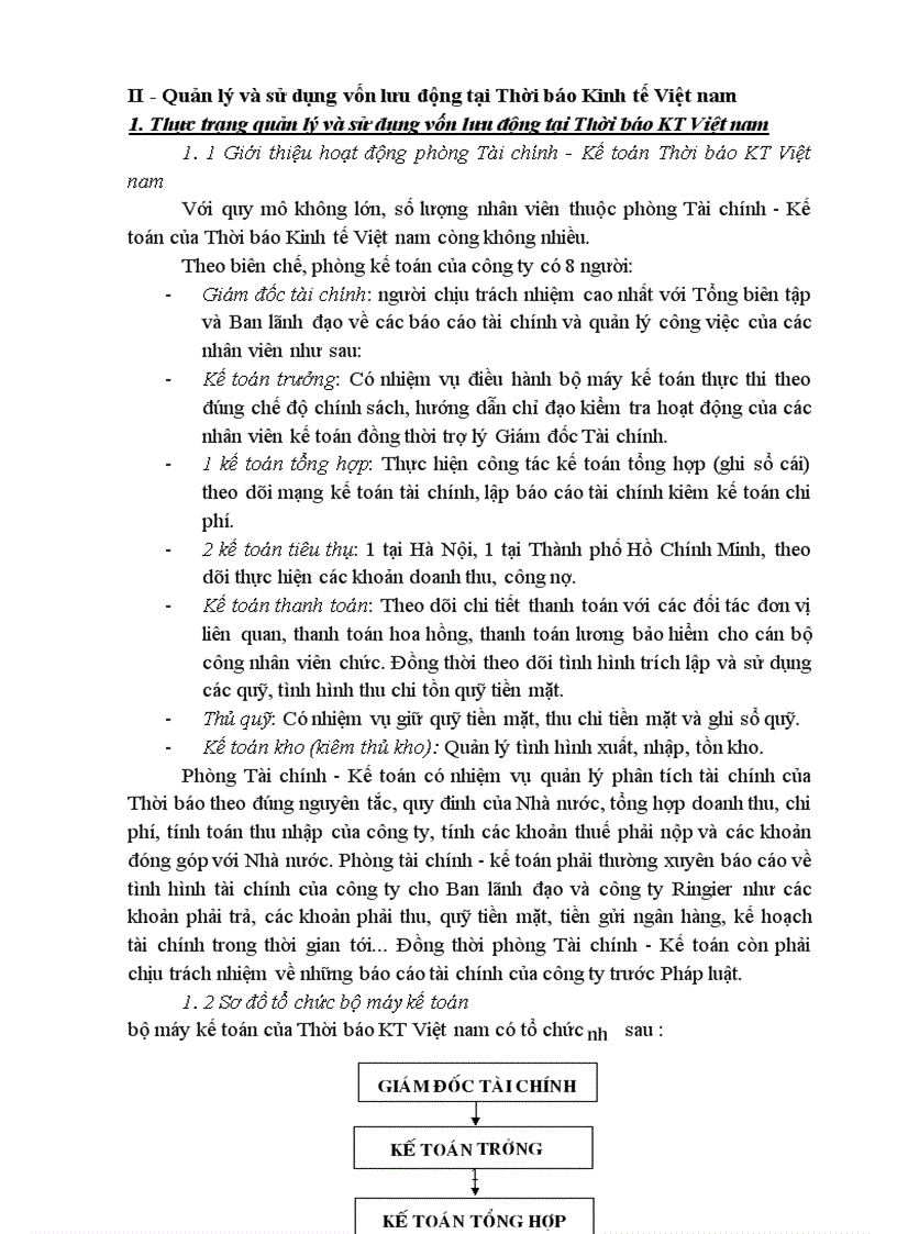 image for page Quản lý vốn lưu động và giải pháp hoàn thiện công tác quản lý vốn lưu động tại Thời báo kinh tế Việt nam