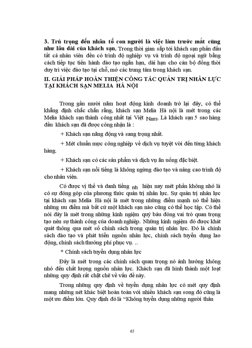 image for page Quản trị nhân lực tại khách sạn Melia Hà nội Thực trạng và giải pháp 1