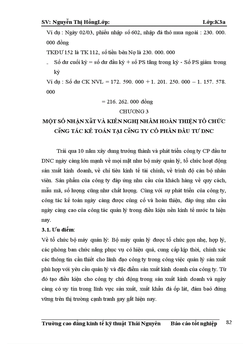 image for page thực trạng công tác kế toán nguyên vật liệu và công cụ dụng cụ tại công ty cổ phần đầu tư dnc 1