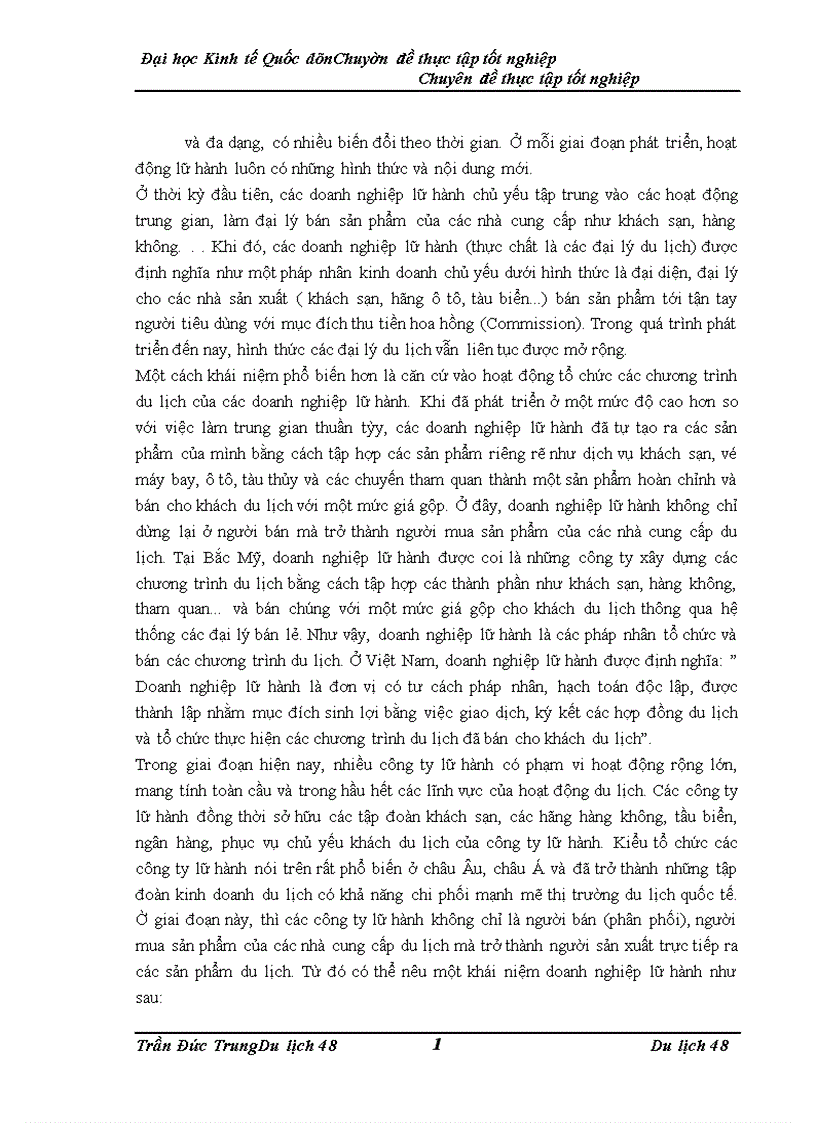 Một số thực trạng và giải pháp thúc đẩy hoạt động kinh doanh lữ hành nội địa tại công ty Lữ hành Hanoitourist 1
