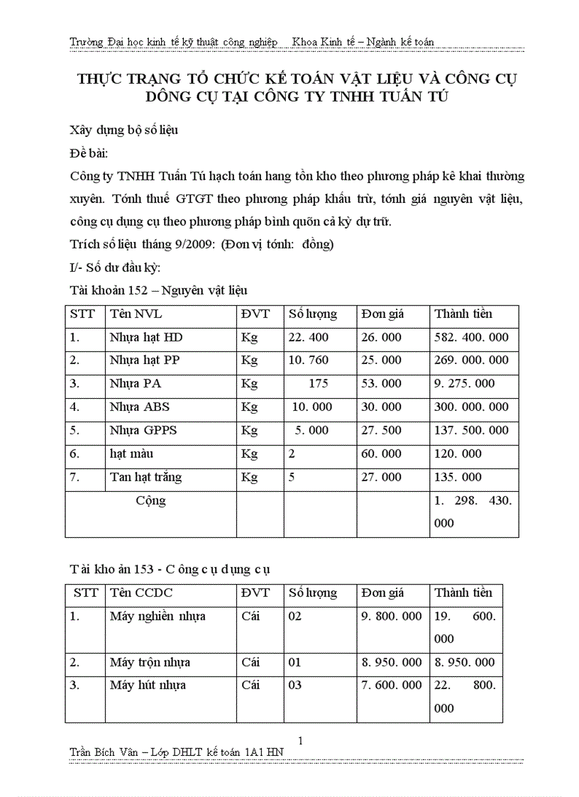 image for page Kế toán nguyên vật liệu và công cụ dụng cụ tại công ty TNHH Tuấn tú 1