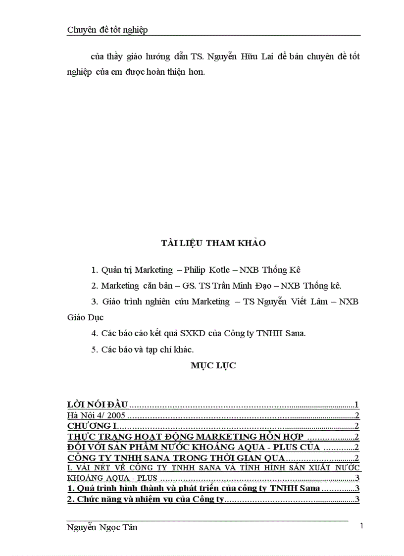 image for page Hoàn thiện giải pháp marketing hỗn hợp nhằm phát triển thị trường nước khoáng của công ty TNHH Sana 1