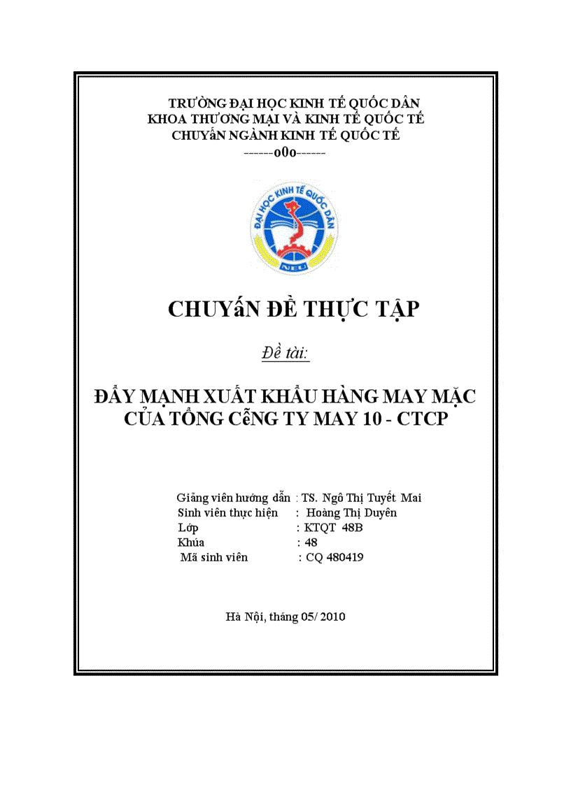 Đẩy mạnh xuất khẩu hàng may mặc của Tổng Công ty May 10 CTCP 1