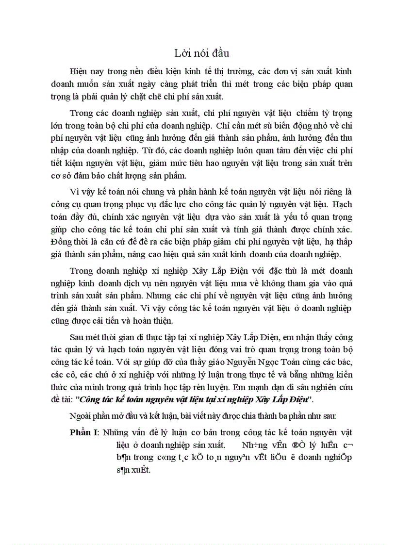 image for page Công tác kế toán nguyên vật liệu tại xí nghiệp Xây Lắp Điện 1