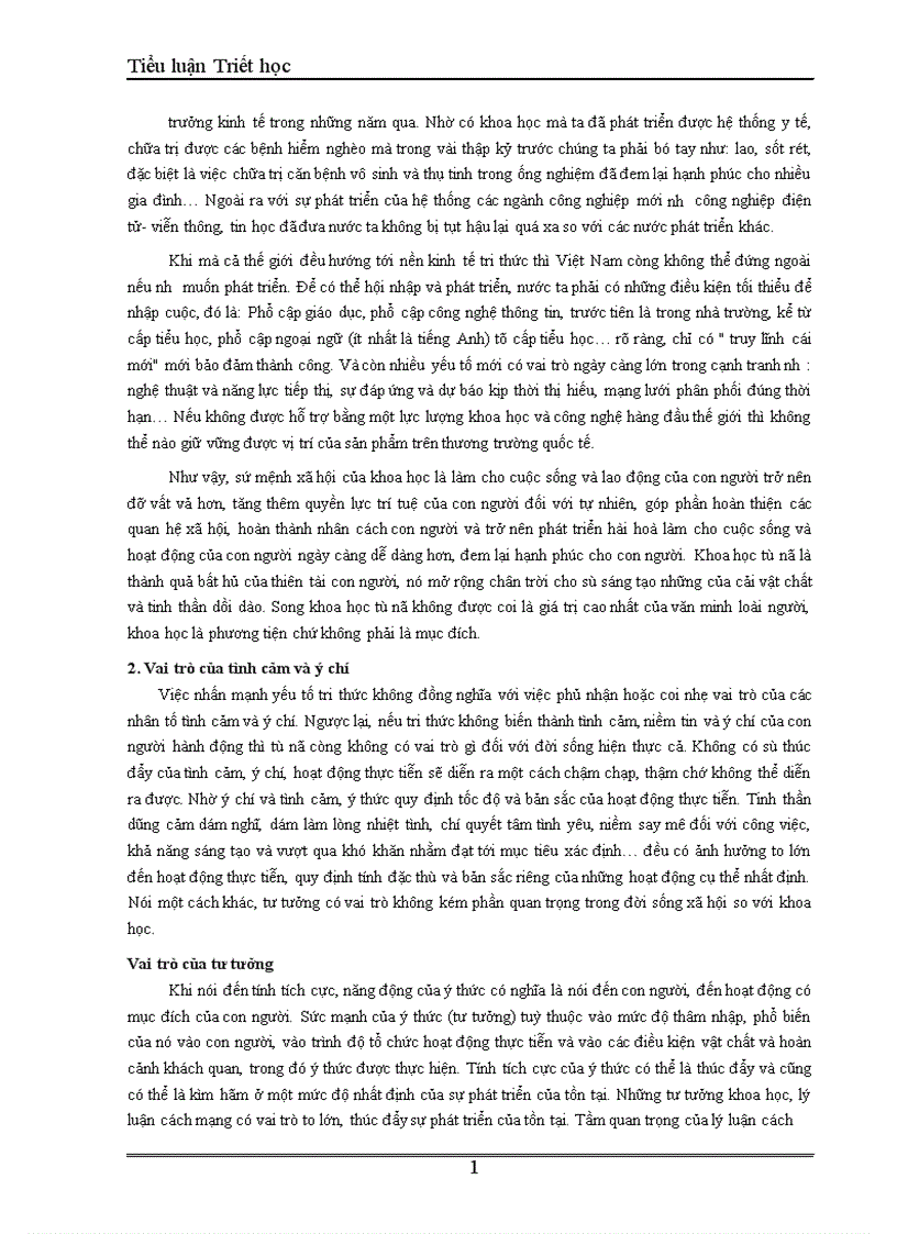 image for page Vai trò của ý thức trong đời sống xã hội và sự vận dụng của Đảng Cộng Sản Việt Nam trong quá trình đổi mới kinh tế hiện nay 1