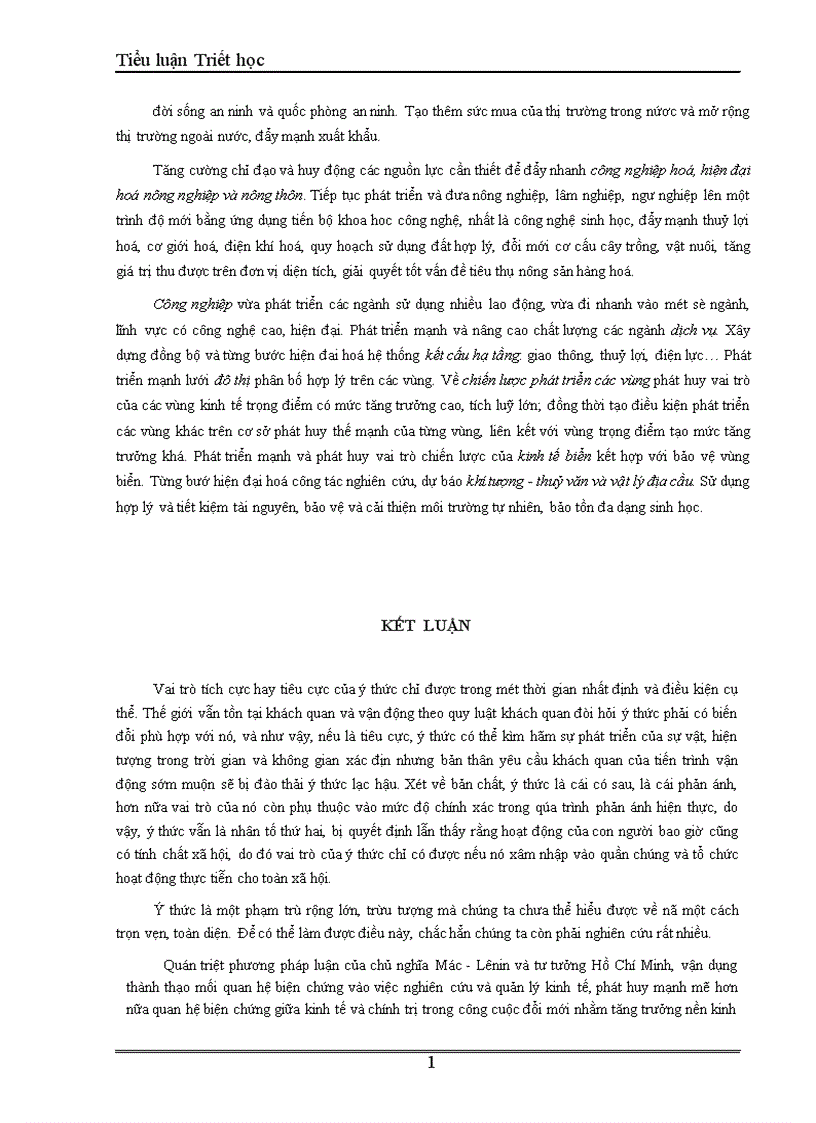 image for page Vai trò của ý thức trong đời sống xã hội và sự vận dụng của Đảng Cộng Sản Việt Nam trong quá trình đổi mới kinh tế hiện nay 1