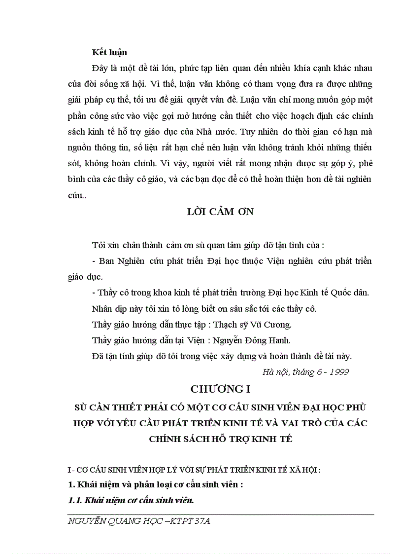 Một số kiến nghị về chính sách hỗ trợ kinh tế nhằm điều chỉnh cơ cấu sinh viên đào tạo bậc đại học cho phù hợp với yêu cầu phát triển kinh tế của Việt nam trong thời gian tới 1