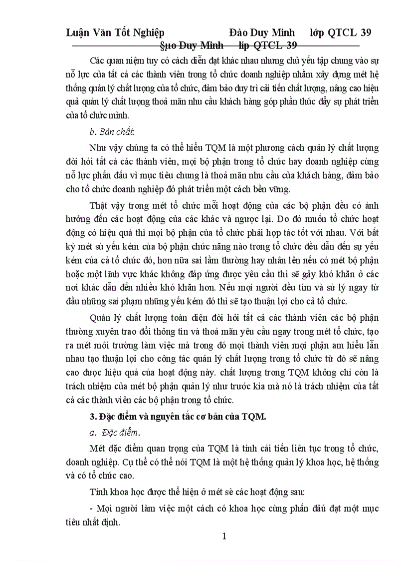 Một số giải pháp cơ bản nhằm từng bước triển khai áp dụng TQM ở công ty Dệt 19 5 Hà Nội 1