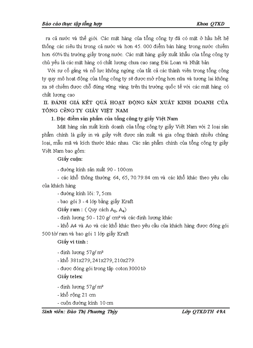Báo cáo thực tập tại Tổng Công ty Giấy Việt Nam