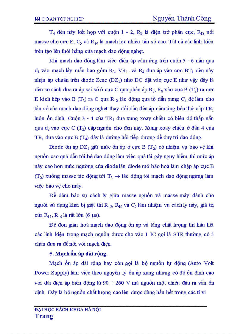 image for page Khối ổn áp nguồn trong máy thu hình màu