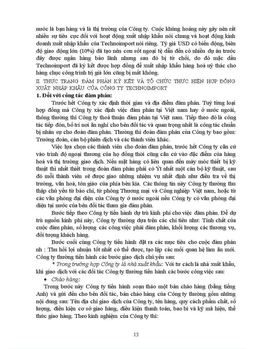 image for page Một số đề xuất nhằm nâng cao nghiệp vụ đàm phán ký kết và thực hiện hợp đồng của công ty Technoimport