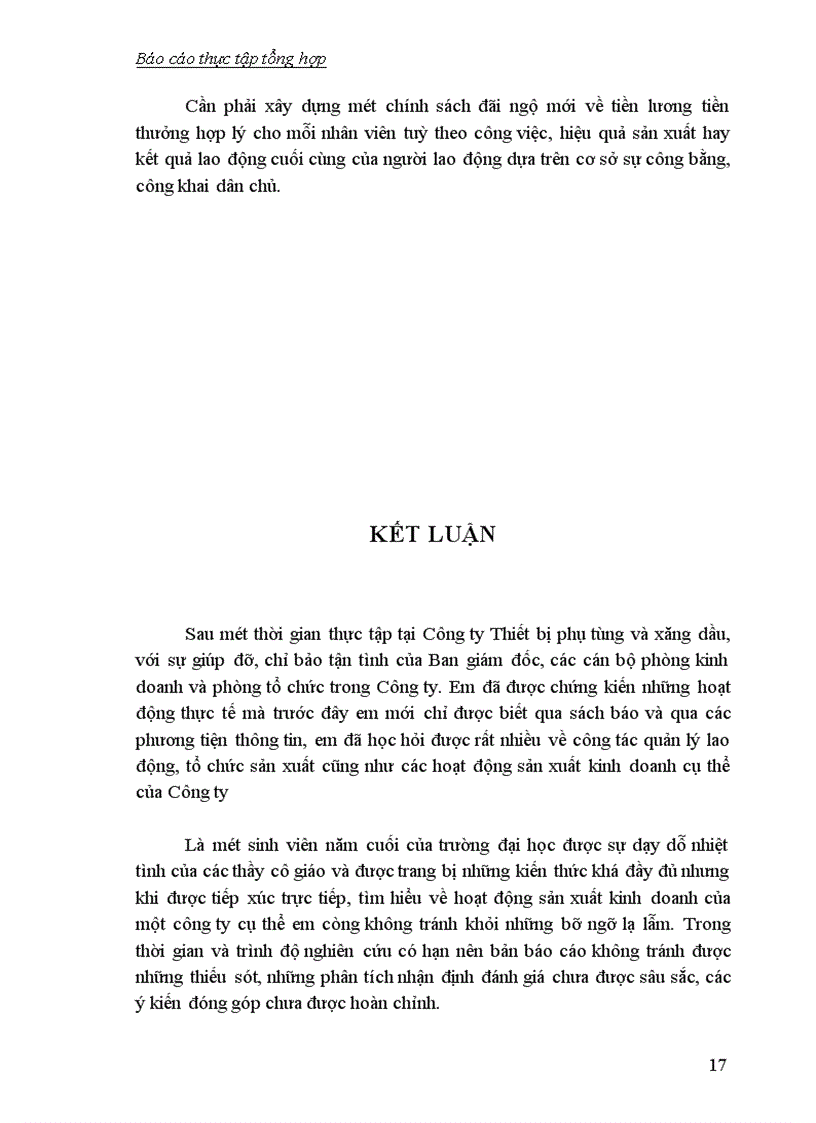 image for page Báo cáo thực tập tổng hợp của Công ty Thiết bị phụ tùng và xăng dầu