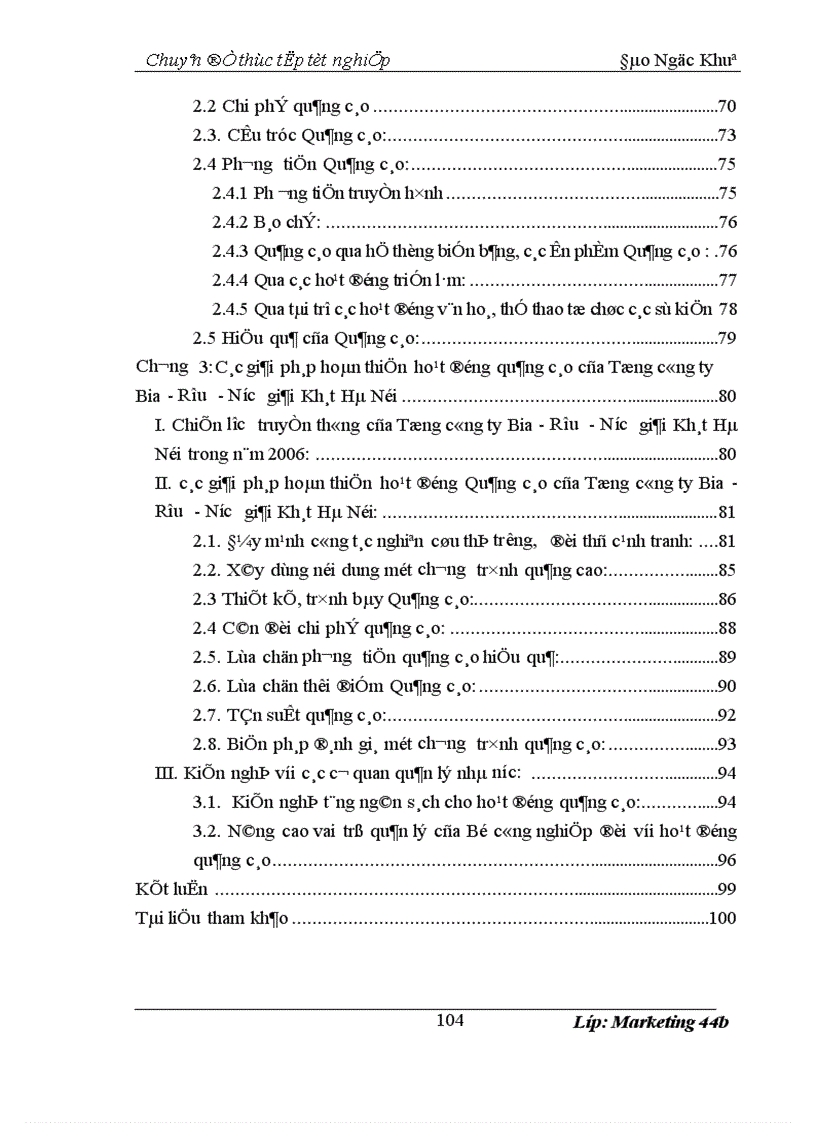 image for page Hoàn thiện chiến lược quảng cáo của Tổng công ty Bia Rượu Nước giải Khát Hà Nội 1