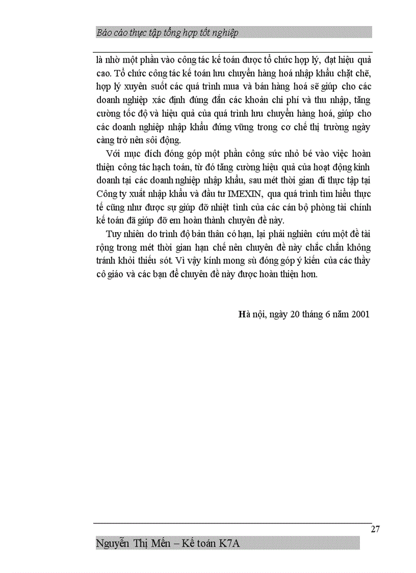 image for page Báo cáo thực tập tại Công ty xuất nhập khẩu và đầu tư IMEXIN