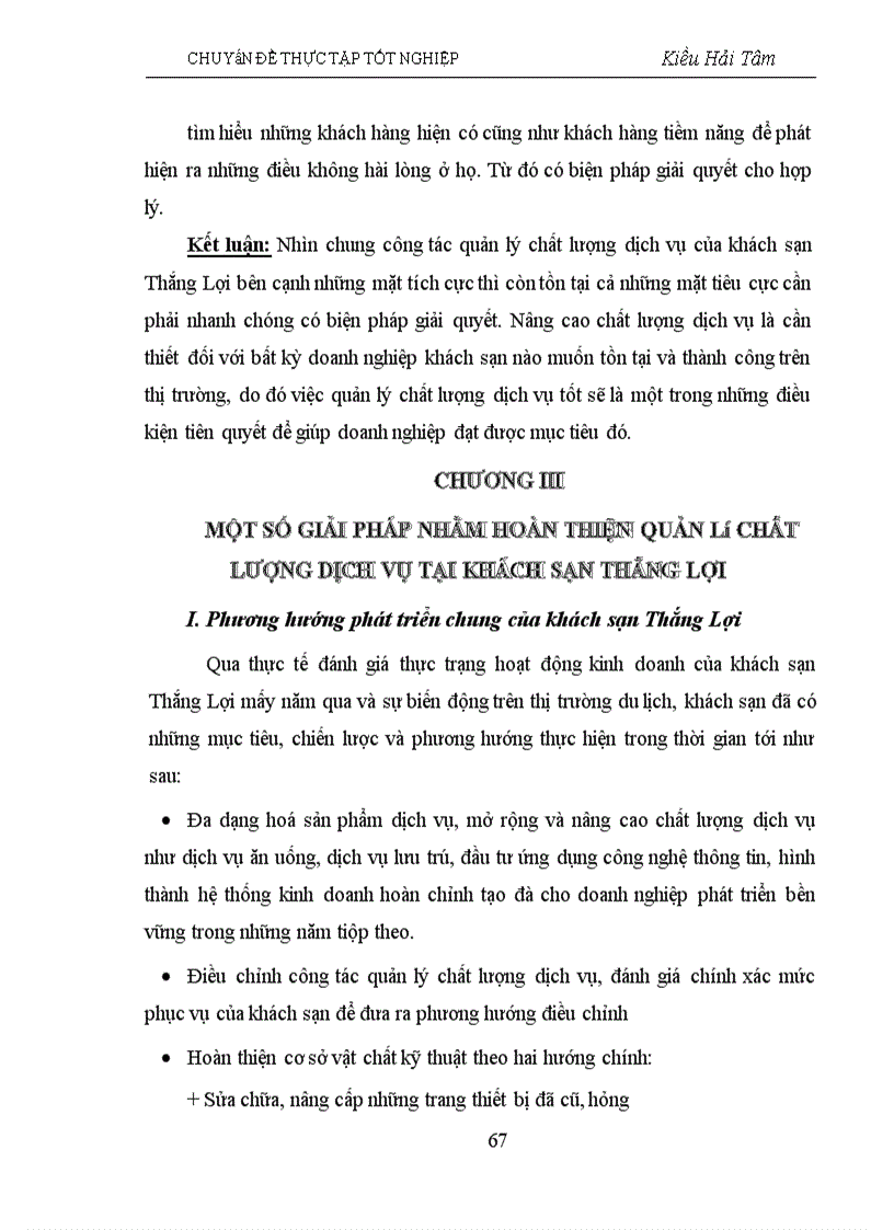 image for page Một số giải pháp về quản lý chất lượng dịch vụ tại khách sạn Thắng Lợi