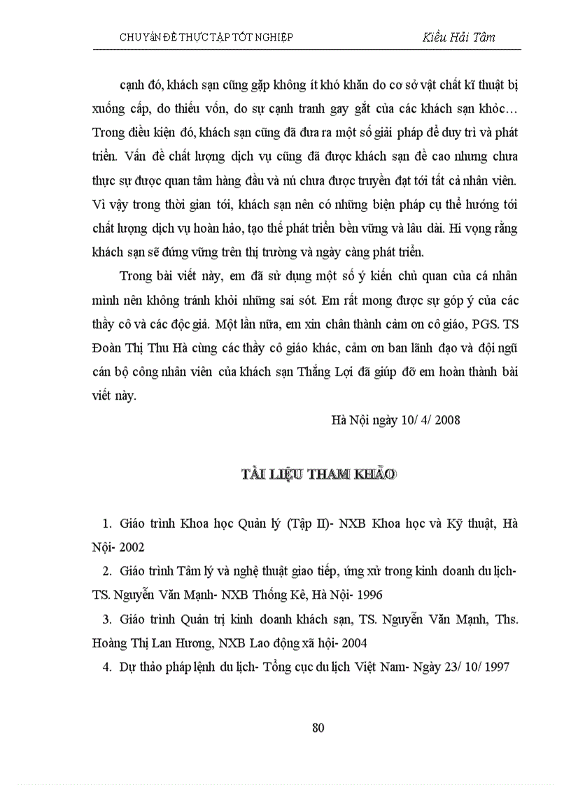 image for page Một số giải pháp về quản lý chất lượng dịch vụ tại khách sạn Thắng Lợi