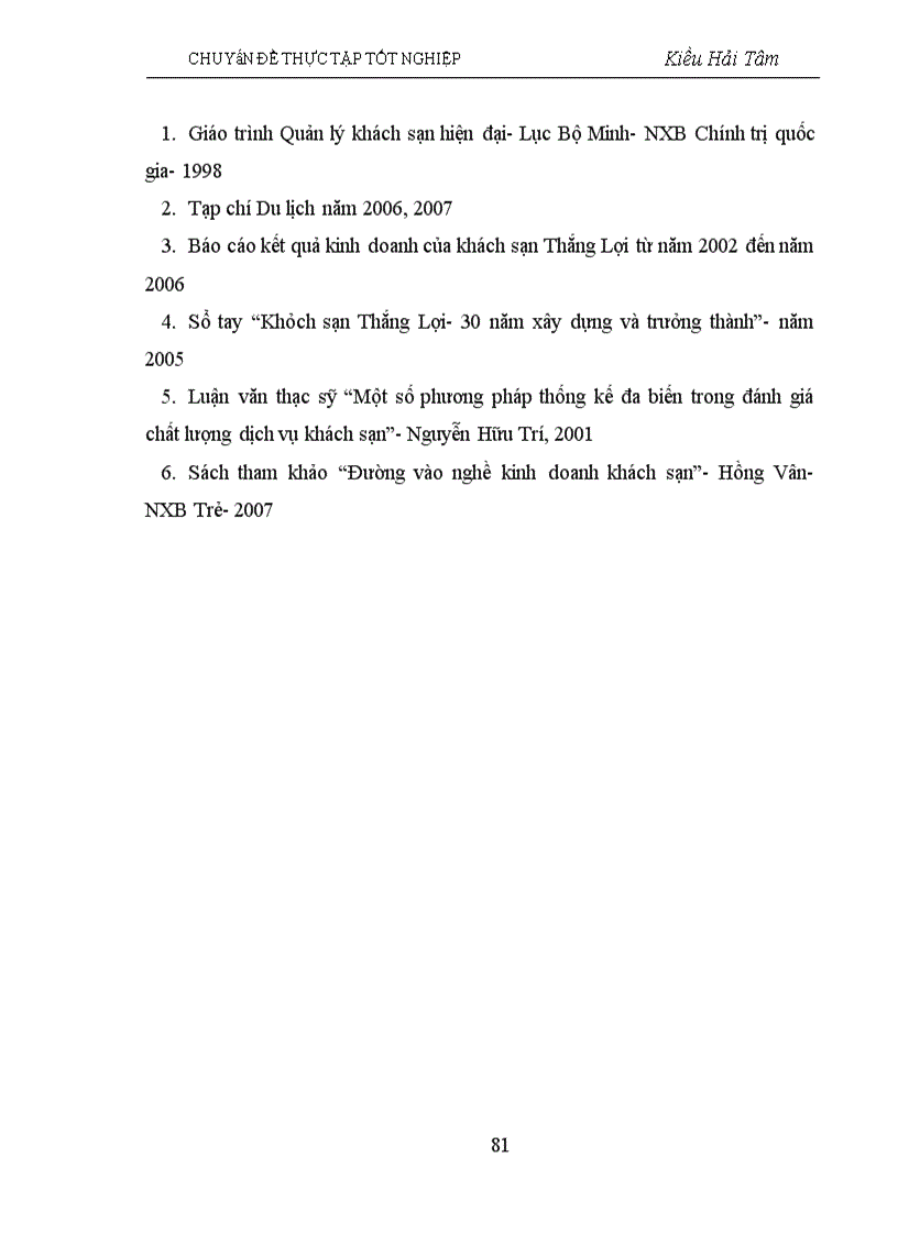 image for page Một số giải pháp về quản lý chất lượng dịch vụ tại khách sạn Thắng Lợi