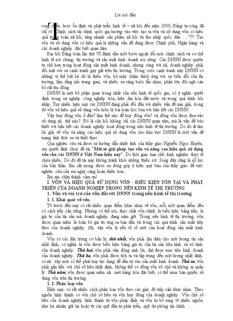Một số giải pháp tạo vốn và nâng cao hiệu quả sử dụng vốn cho các DNNN ở Việt Nam hiện nay 1