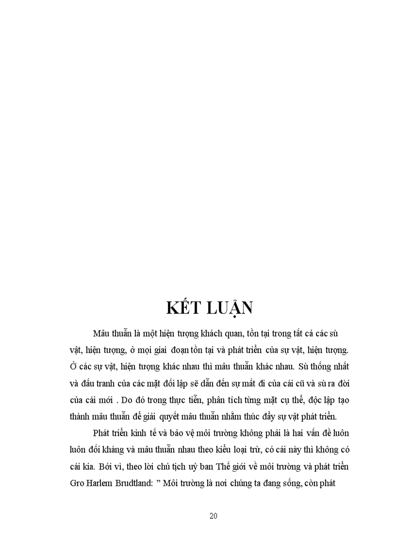 image for page Phép Biện chứng về mâu thuẫn và vận dụng phân tích mâu thuẫn giữa phát triển kinh tế với bảo vệ Môi trường sinh thái ở Việt Nam