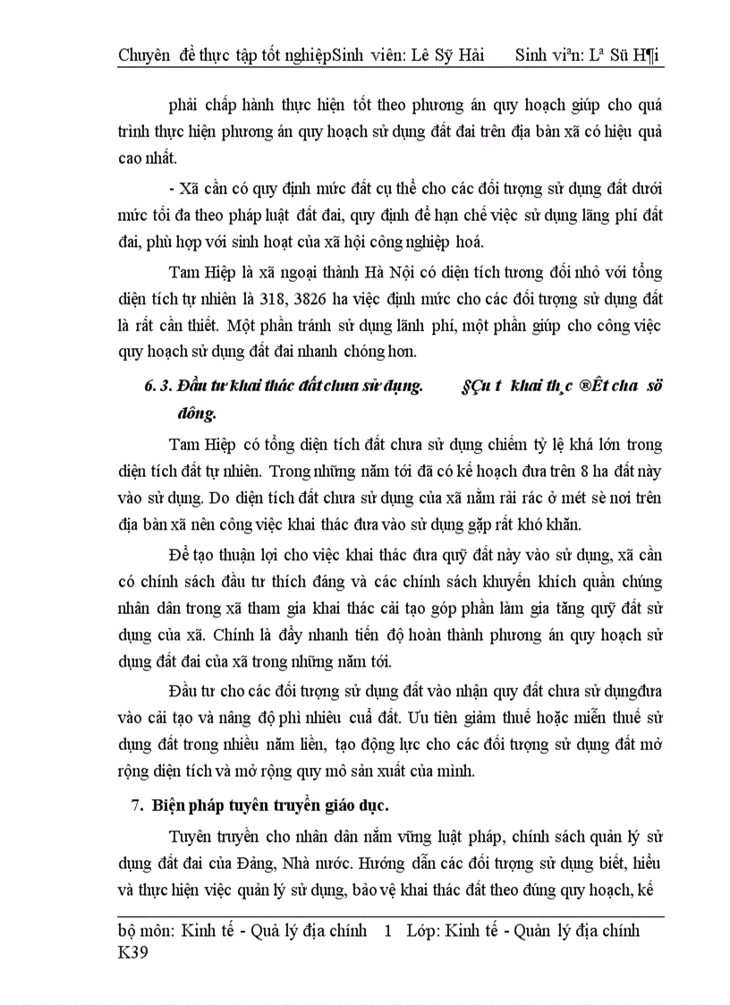 image for page Một số giải pháp thực hiện phương án quy hoạc sử dụng đất xã Tam Hiệp