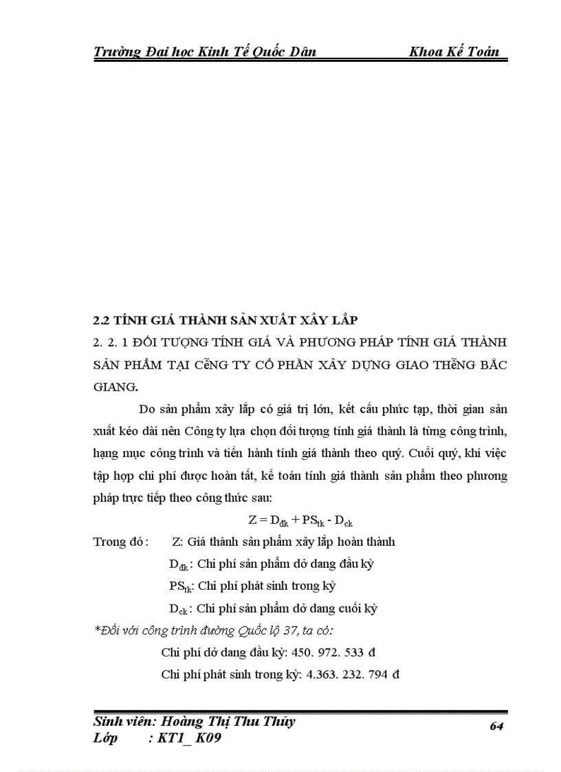 image for page Hoàn thiện kế toán chi phí sản xuất và tính giá thành sản phẩm xây lắp tại Công ty cổ phần xây dựng giao thông Bắc Giang 1