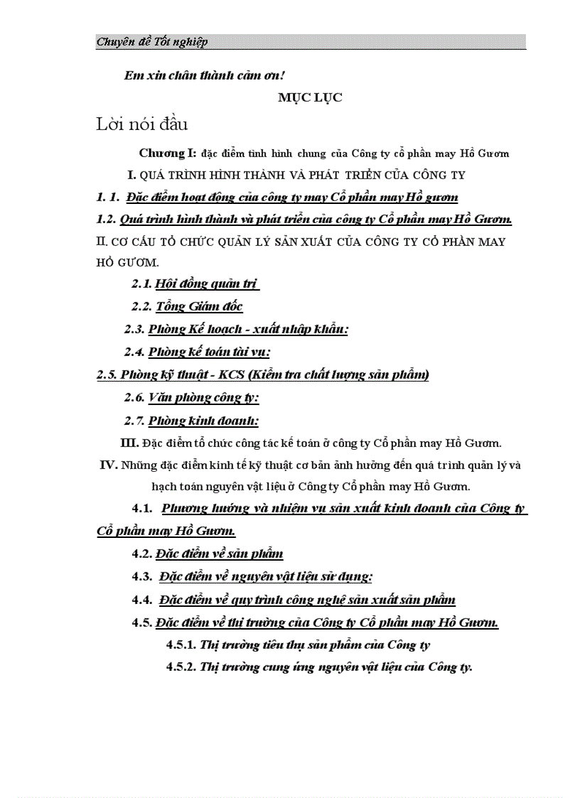 image for page Tổ chức công tác hạch toán nguyên vật liệu ở Công ty Cổ phần may Hồ Gươm 1