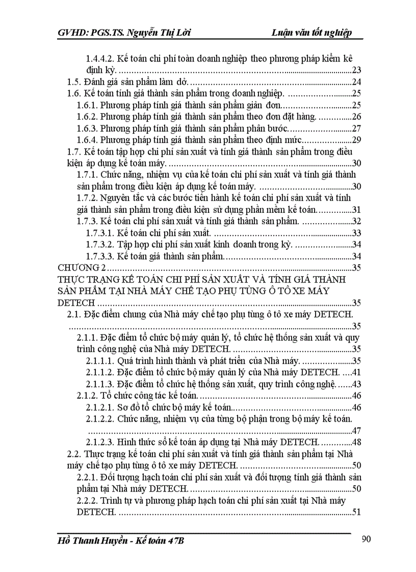 image for page Kế toán tập hợp chi phí sản xuất và tính giá thành sản phẩm tại Nhà máy chế tạo phụ tùng ô tô xe máy DETECH 1