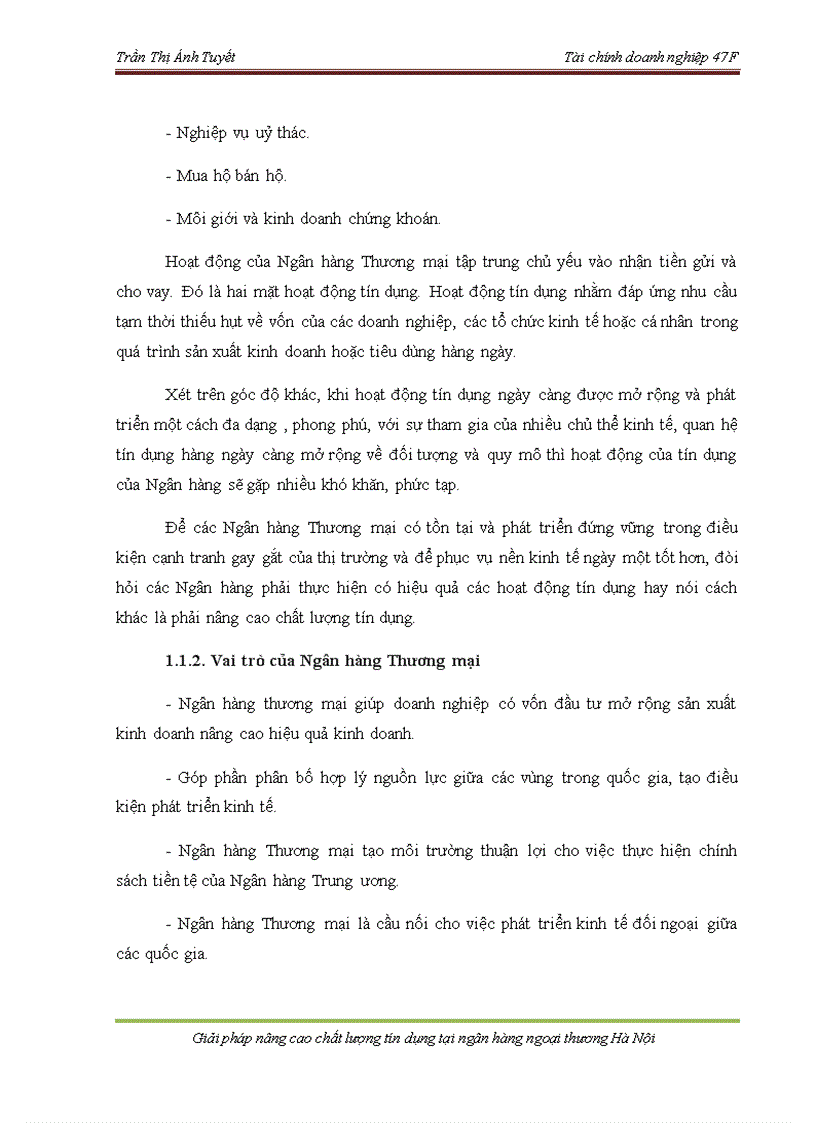 image for page Giải pháp nâng cao chất lượng tín dụng tại Ngân hàng Ngoại thương Hà Nội 1