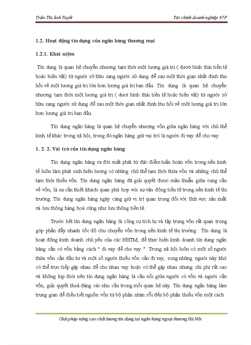 image for page Giải pháp nâng cao chất lượng tín dụng tại Ngân hàng Ngoại thương Hà Nội 1