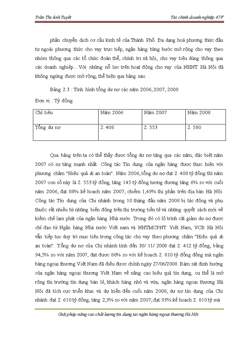 image for page Giải pháp nâng cao chất lượng tín dụng tại Ngân hàng Ngoại thương Hà Nội 1