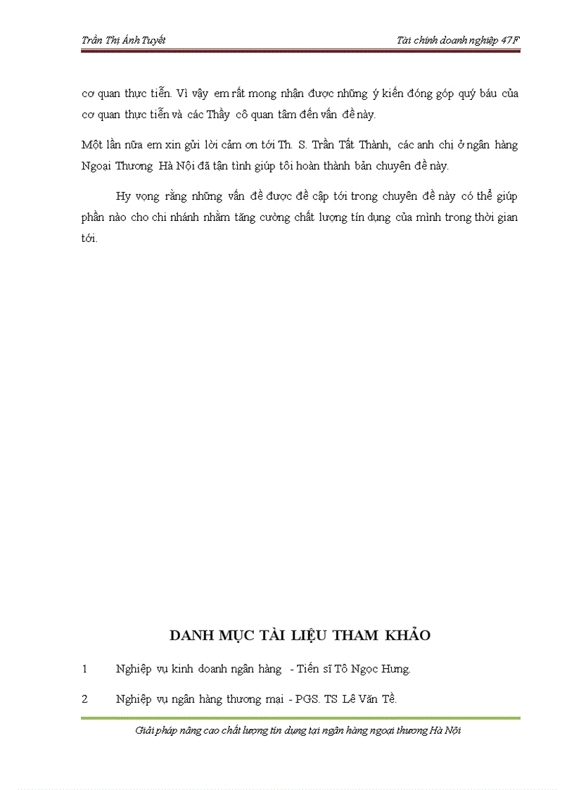 image for page Giải pháp nâng cao chất lượng tín dụng tại Ngân hàng Ngoại thương Hà Nội 1