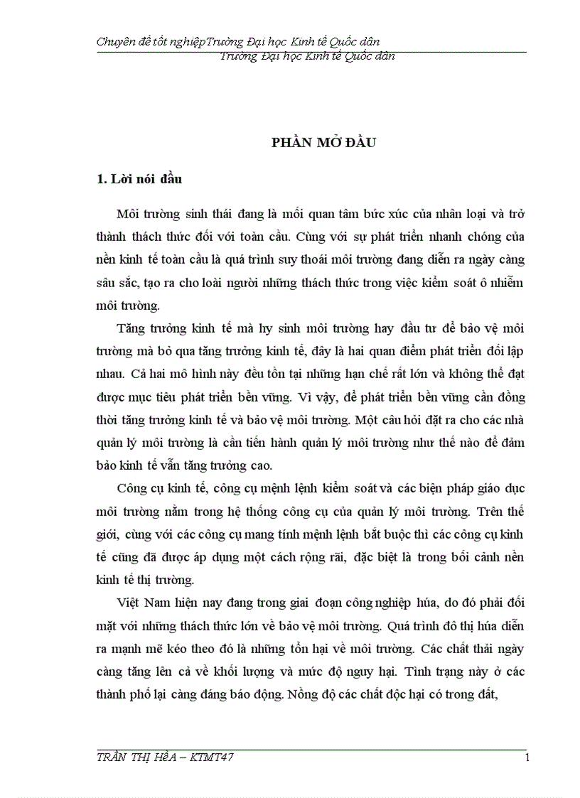 image for page Thực trạng và giải pháp nâng cao hiệu quả áp dụng công cụ kinh tế trong quản lý môi trường trên địa bàn tha 1