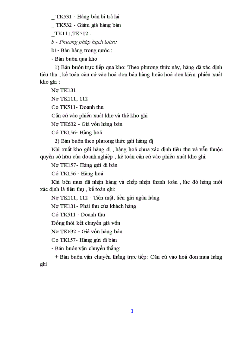 Hoàn thiện những vấn đề cơ bản về lý luận kế toán bán hàng trên cơ sở khảo sát tình hình thực tế tại Công ty vật tư và thiết bị toàn bộ 1