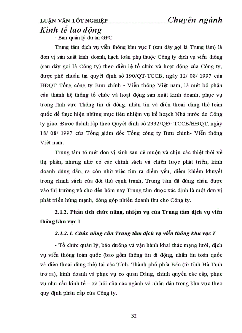 image for page Hoàn thiện tổ chức bộ máy quản lý ở Trung tâm dịch vụ viễn thông khu vực I