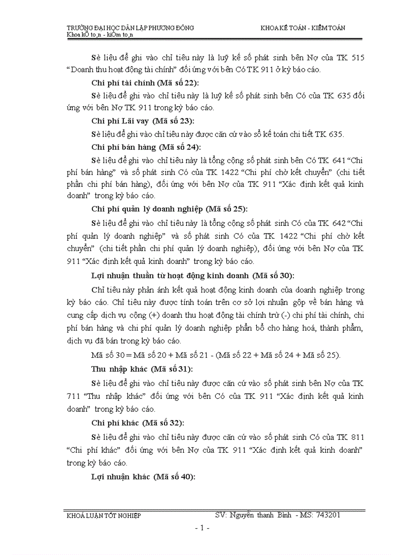 image for page Lập kiểm tra và phân tích các chỉ tiêu tài chính chủ yếu trên Báo cáo tài chính với việc tăng cường quản lý doanh nghiệp tại Công Ty TNHH XNK Nam Kỳ 1