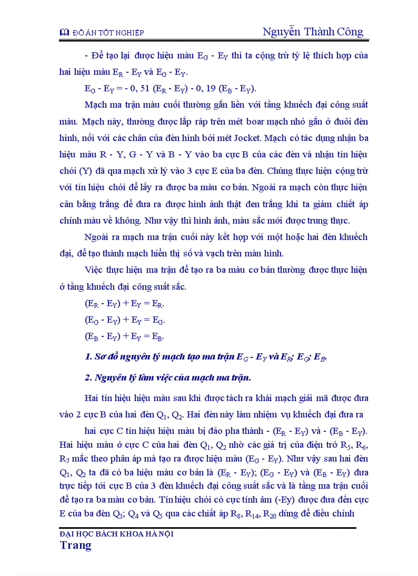 image for page Nguyên lý chung của máy thu hình màu và tác dụng từng khối trong máy thu hình 1