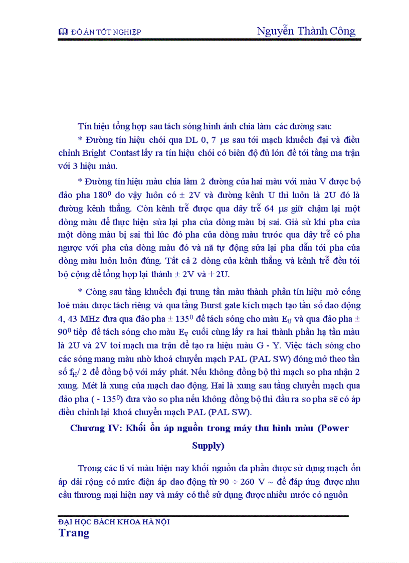 image for page Nguyên lý chung của máy thu hình màu và tác dụng từng khối trong máy thu hình 1