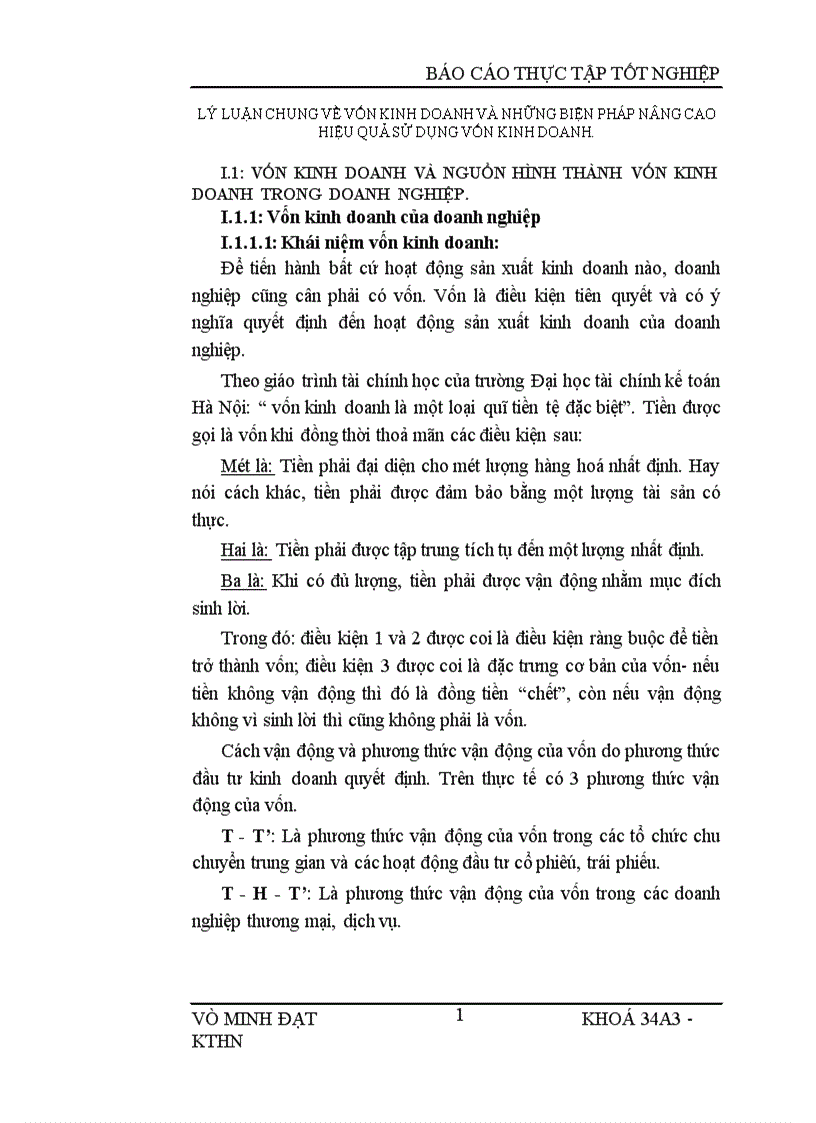 image for page Vốn kinh doanh và những biện pháp nâng cao hiệu quả sử dụng vốn kinh doanh 1