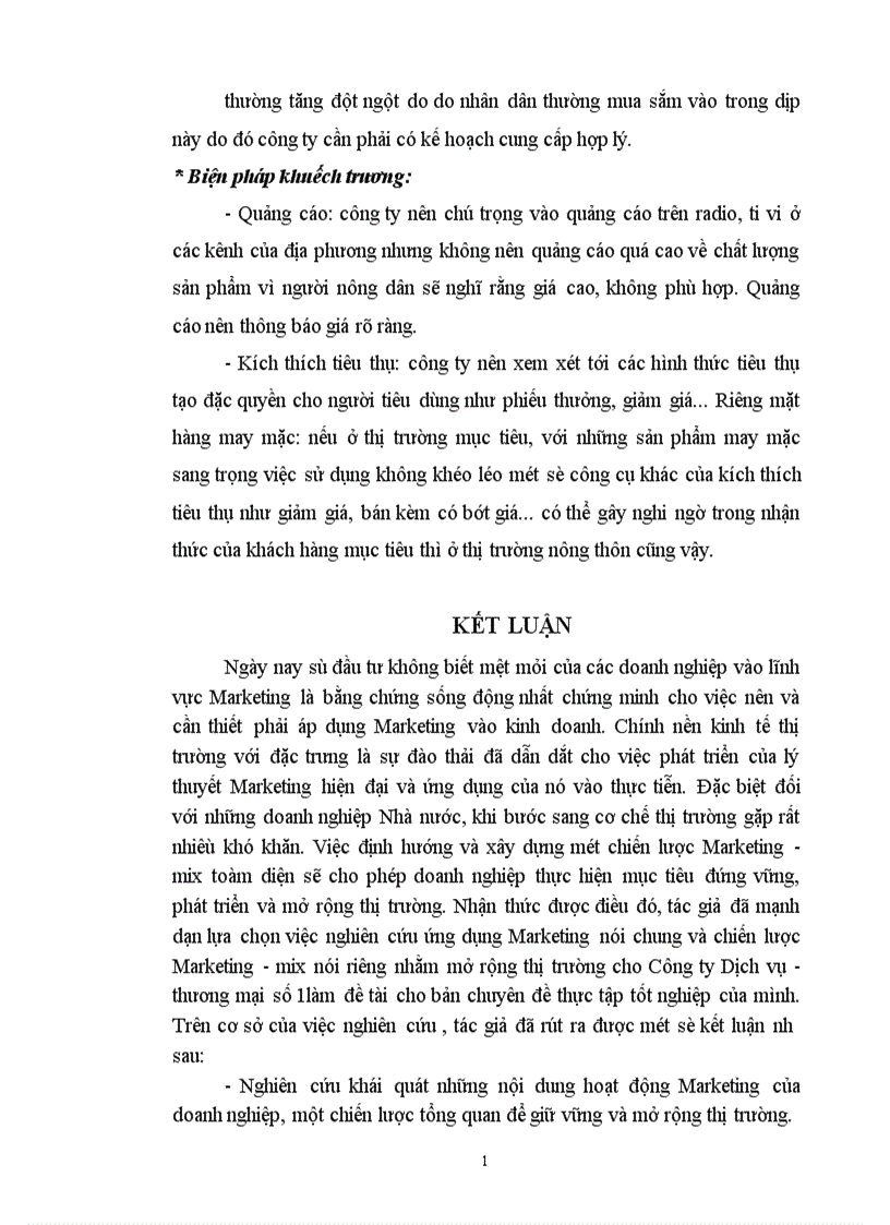 image for page Thực trạng và một số giải pháp hoàn thiện chính sách Marketing mix ở Công ty Dịch vụ Thương mại số I