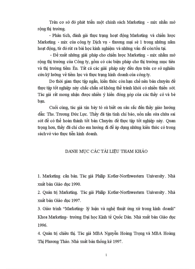 image for page Thực trạng và một số giải pháp hoàn thiện chính sách Marketing mix ở Công ty Dịch vụ Thương mại số I