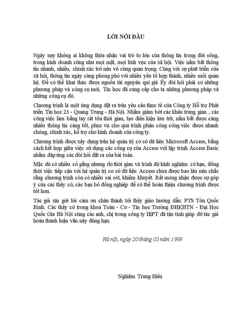 image for page Tổ chức dữ liệu của chương trình trên Access