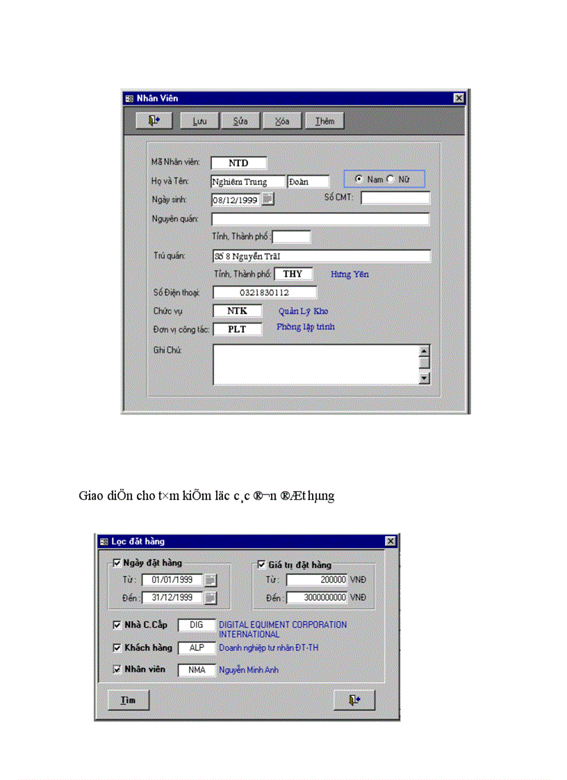 image for page Tổ chức dữ liệu của chương trình trên Access