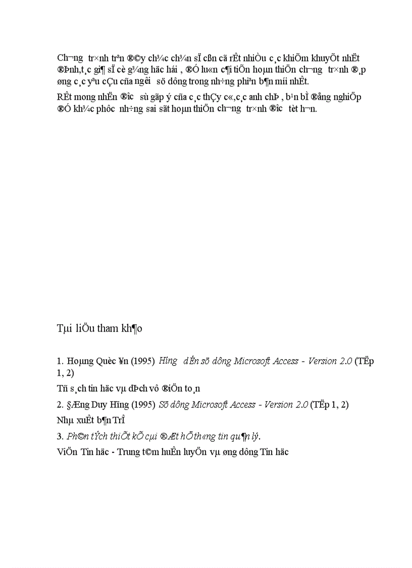 image for page Tổ chức dữ liệu của chương trình trên Access