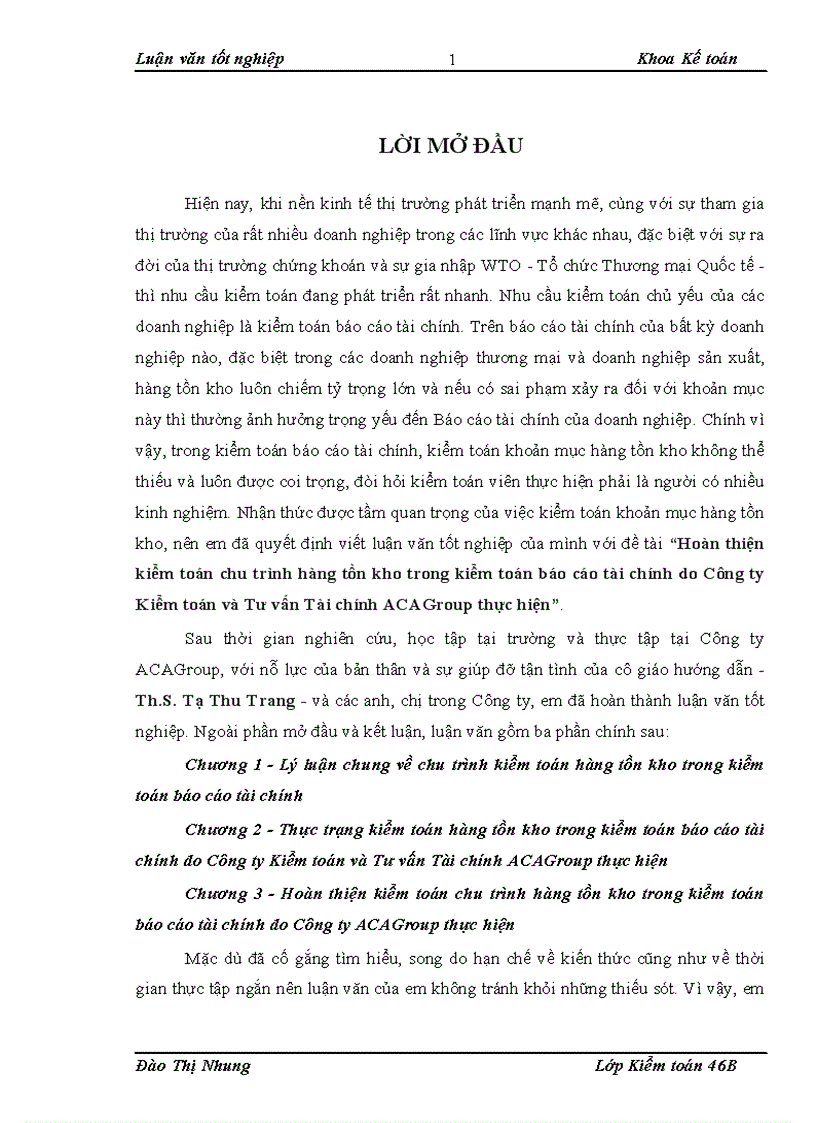 image for page Hoàn thiện kiểm toán chu trình hàng tồn kho trong kiểm toán báo cáo tài chính do Công ty Kiểm toán và Tư vấn Tài chính ACAGroup thực hiện 1