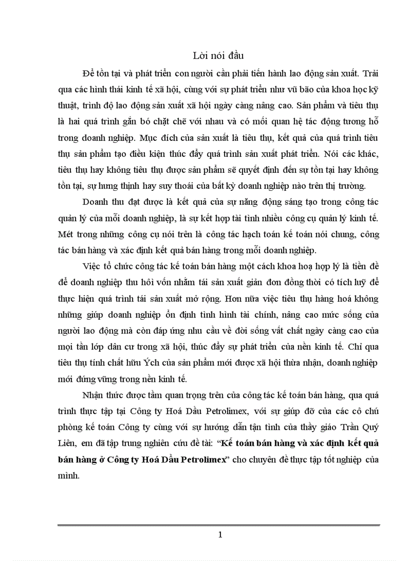 image for page Kế toán bán hàng và xác định kết quả bán hàng ở Công ty Hoá Dầu Petrolimex 1