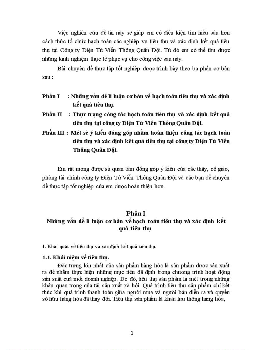 image for page Hoàn thiện hạch toán tiêu thụ và xác định kết quả tiêu thụ tại Công ty điện tử viễn thông quân đôị 1