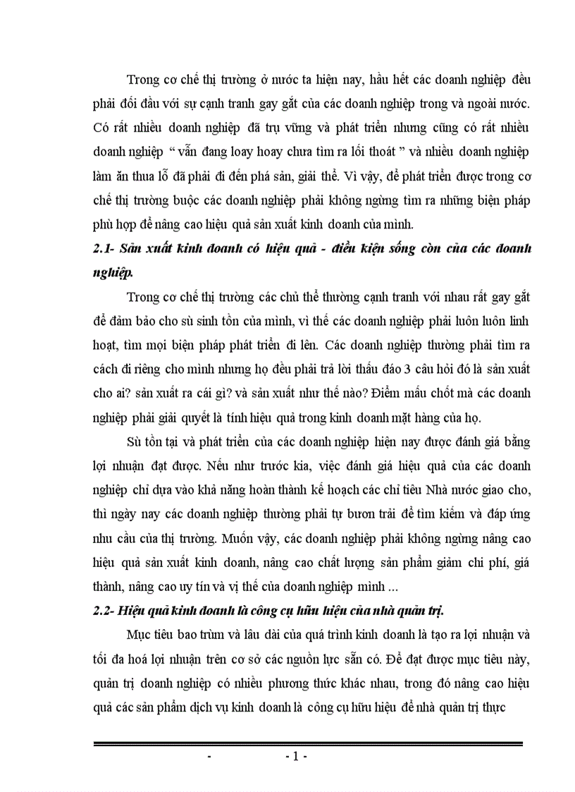 Phân tích hiệu quả hoạt động kinh doanh của doanh nghiệp và một số giải pháp hoàn thiện 1